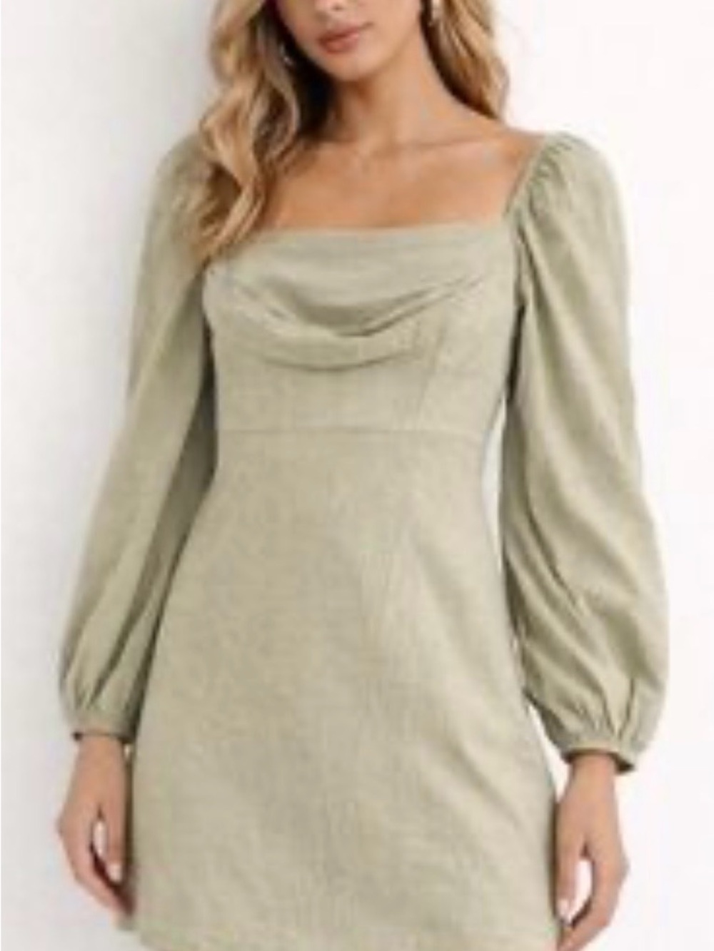 Princess Polly fit n flare peasant puff sleeve warra Mini Dress